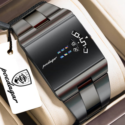 Stainless Steel Poedagar Men's Quartz Watch Waterproof Luminous 39mm