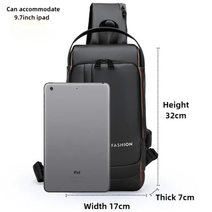 Men's Anti-Theft Chest Bag Crossbody Sling Pack with USB Charging