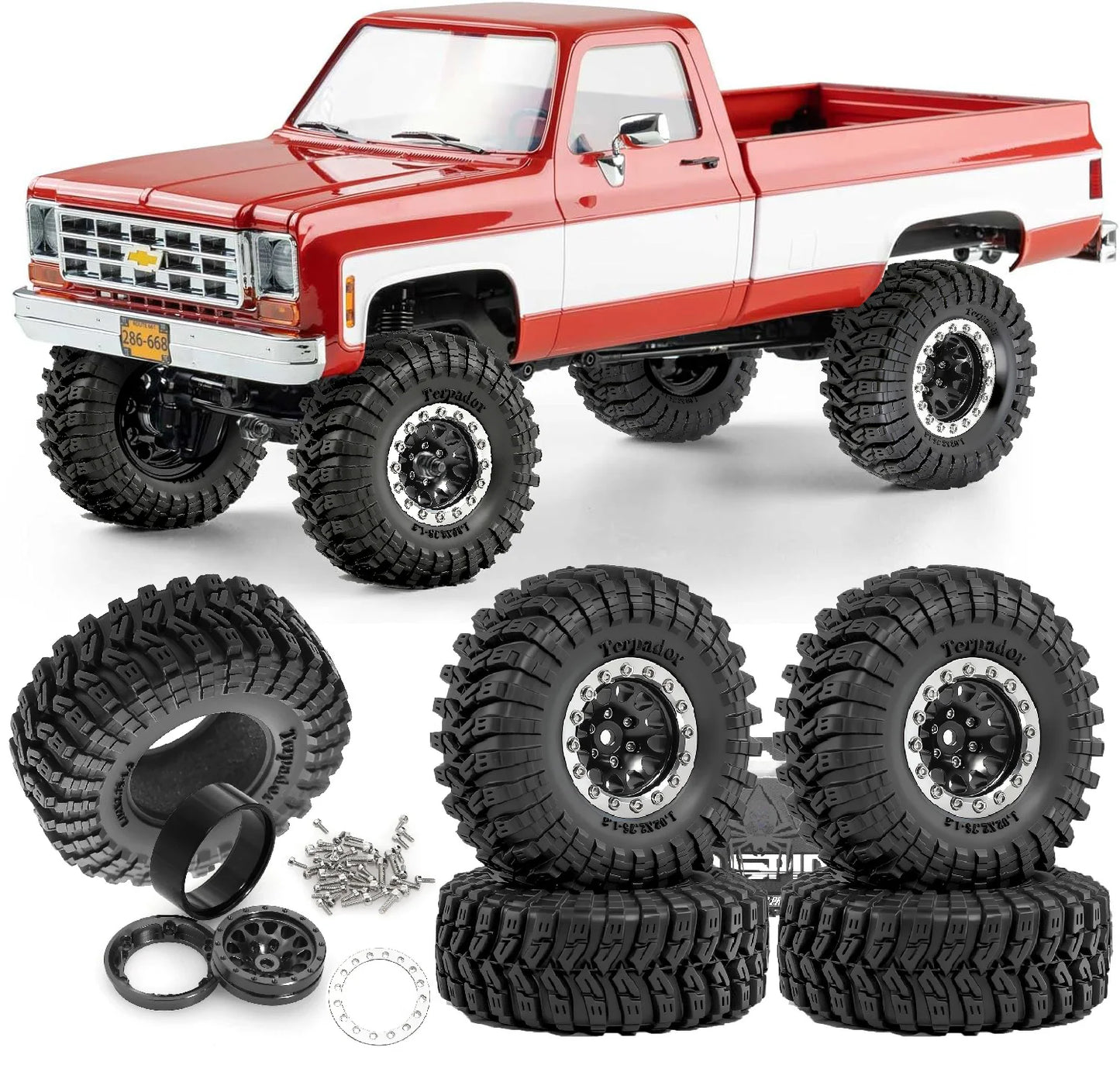 1.3 Crawler Wheel Tire Set 4PCS for 1/18 TRX4M SCX24 RC Vehicles