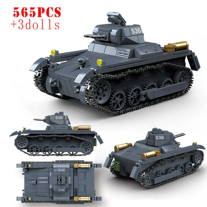WW2 German Panzer I Tank Building Blocks Military Armoured Brick Toy Set