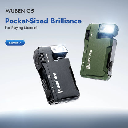 Wuben EDC Keychain Light 400 Lumens Rechargeable Mini Flashlight RGB Dual Source