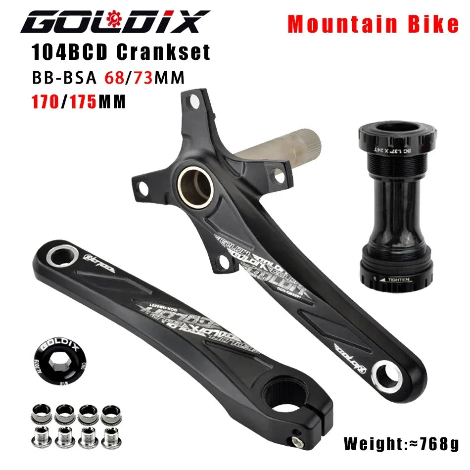 GOLDIX MTB Crankset 104BCD with Narrow Wide Chainring Round or Oval Options - EXPROTAS