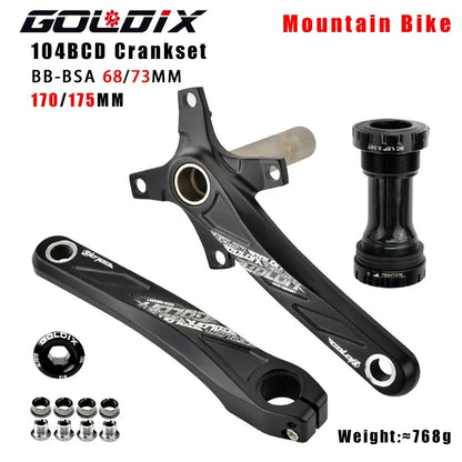 GOLDIX MTB Crankset 104BCD with Narrow Wide Chainring Round or Oval Options - EXPROTAS