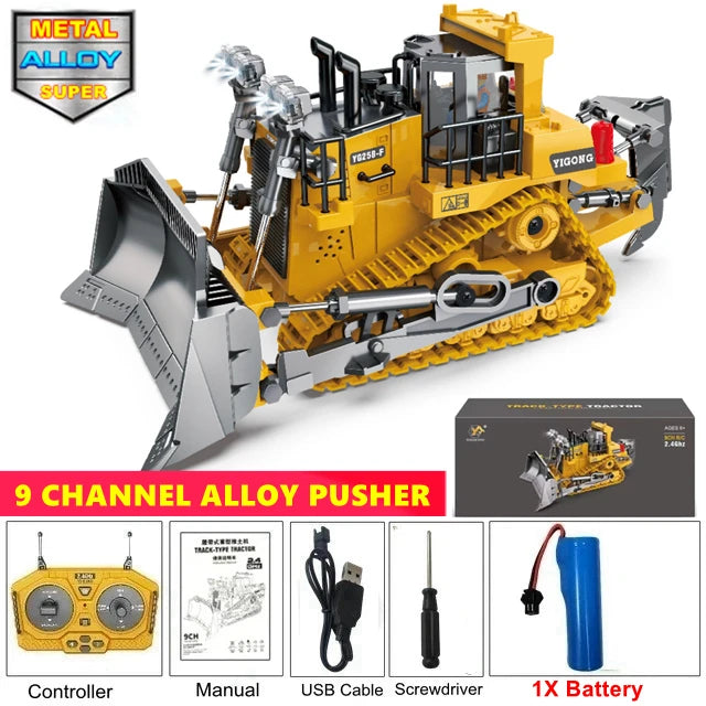 4WD RC Remote Control Excavator Truck Crawler Bulldozer Toy Vehicle