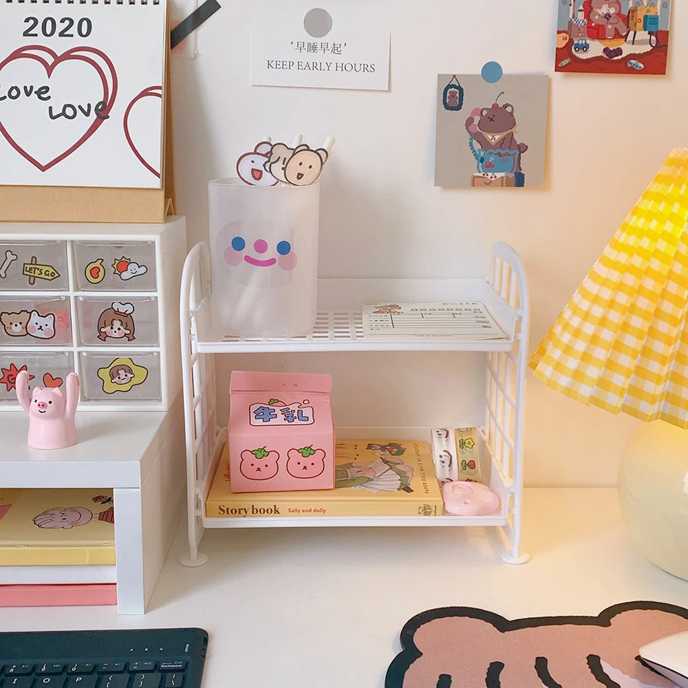 Desktop Stationery Rack Organizer Multi-Functional Plastic Shelf Makeup Holder