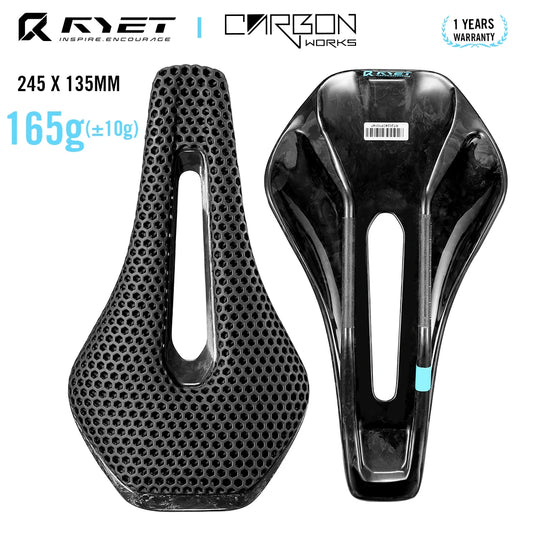RYET 3D Printed Full Carbon Saddle 135/145/155mm for MTB Gravel Road Bike