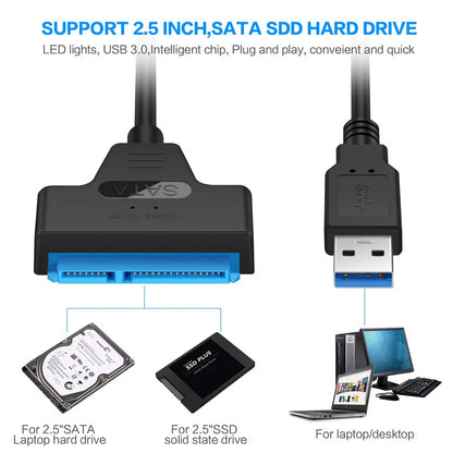 USB 3.0 to SATA Cable 2.5" HDD/SSD Adapter 6Gbps 22-Pin SATA III Cord