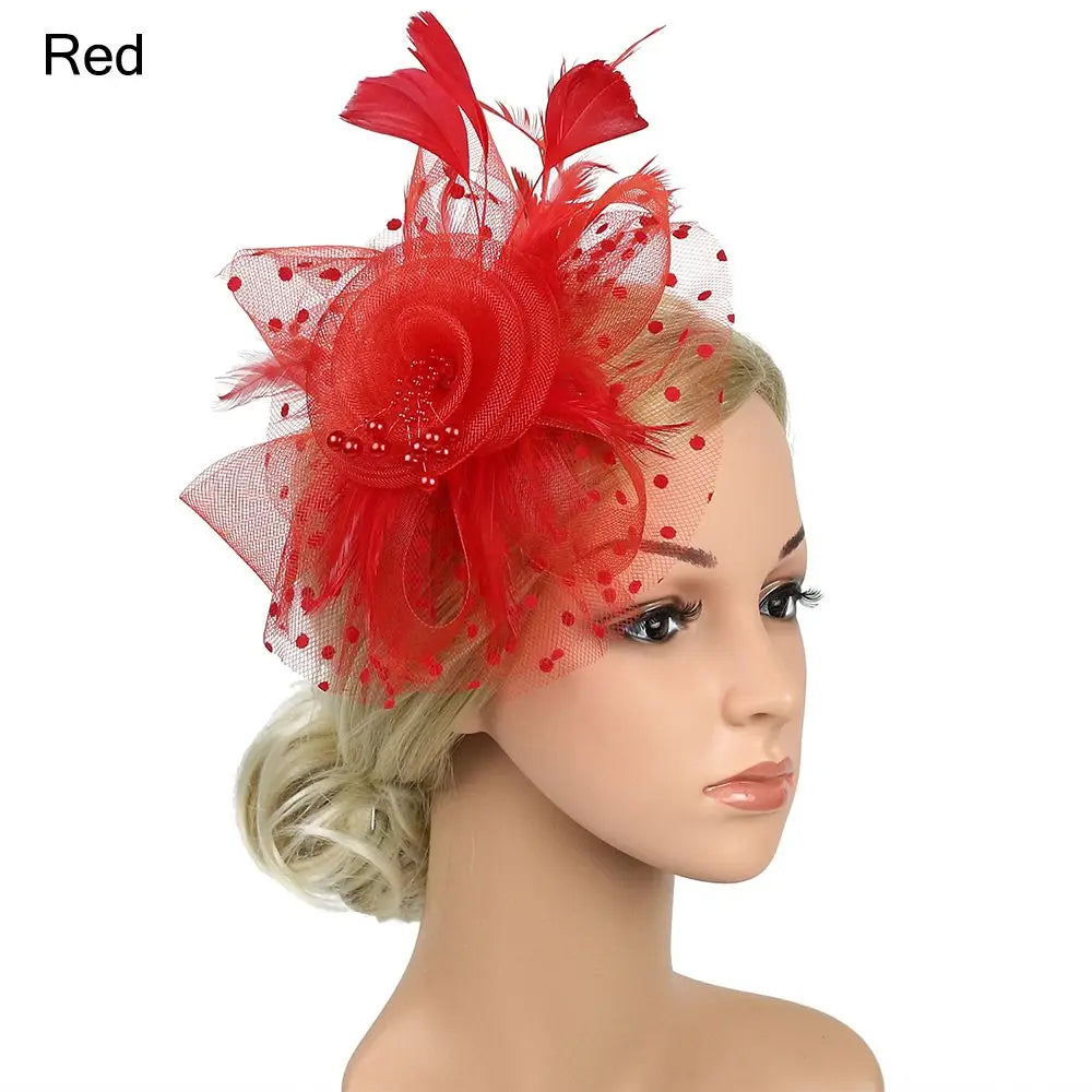 Flowers Feather Mesh Headwear Hat Party Accessory 1pc 27cm Multi Colour