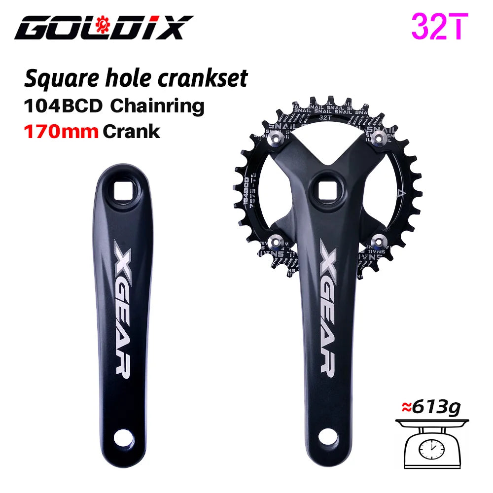 GOLDIX 104BCD Square Taper MTB Crankset Single Chainring 170mm Forged Alloy - EXPROTAS