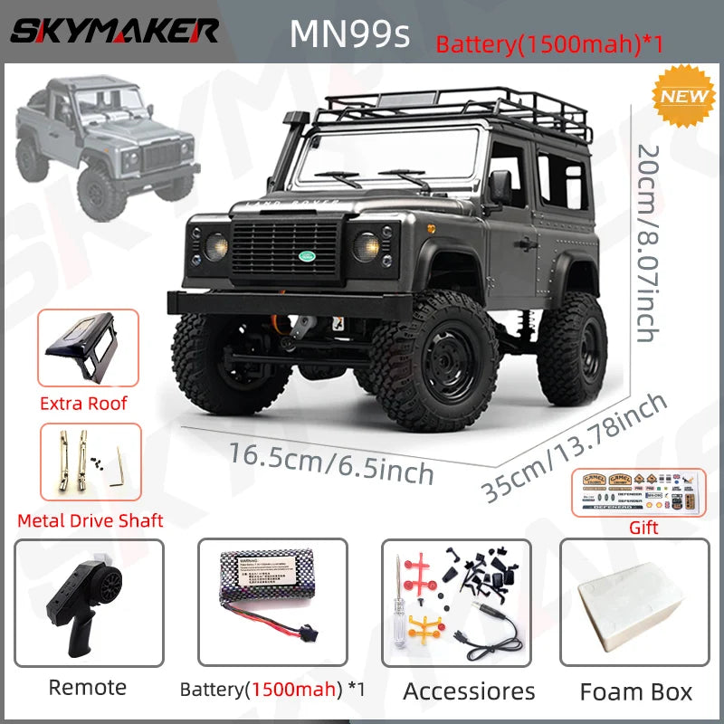 New MN99s MN98 1:12 MN Model RTR Version RC Car 2.4G 4WD RC Rock Crawler Defender Remote Control Car 1/12 RC Truck Cars Toys-EXPROTAS
