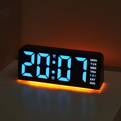 Mood Light Digital Alarm Clock USB LED Snooze Temperature Display 12/24H