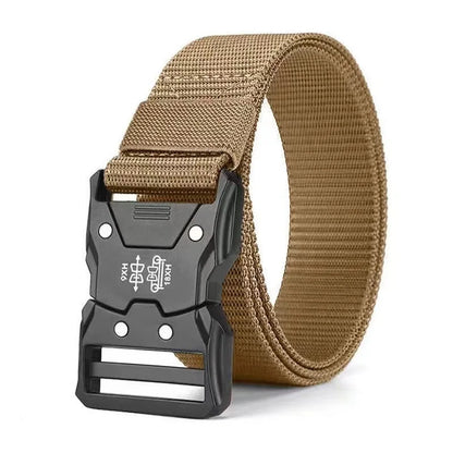 Men's Buckle Tactical Belt Red Ears Plastic Multifunctional Military Canvas