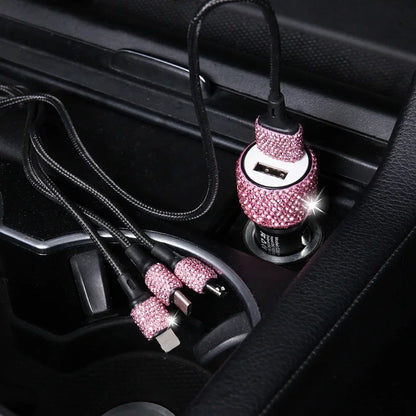 Bling Car Charger 5V 2.1A Dual Port Fast Adapter Vehicle Interior Accessory