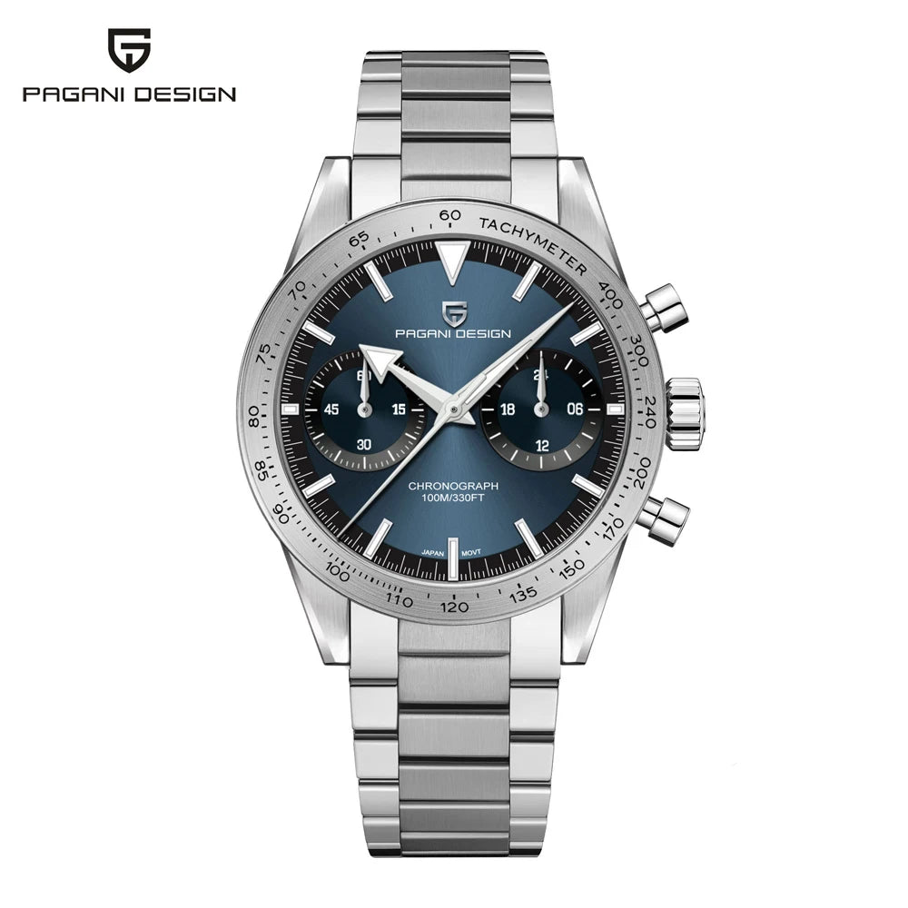 PAGANI DESIGN 2023 Mens watches Moon Quartz  Watch men speed Sport waterproof Chronograph AR Sapphire VK64 Steel Retro Luminous-EXPROTAS