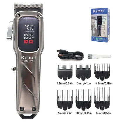 Kemei Cordless Hair Clipper Professional Trimmer USB LED Low Noise Cutting
