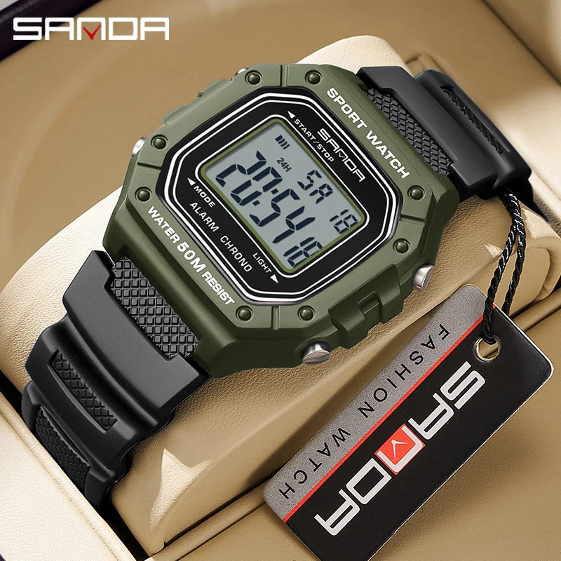 SANDA 2156 Fashion Mens Watch Military Water Resistant Sport Watches Army Big Dial Led Digital Wristwatches Stopwatches For Male-EXPROTAS