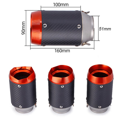 51mm Universal Motorcycle GP Exhaust Slip-On Carbon Fiber Muffler CNC