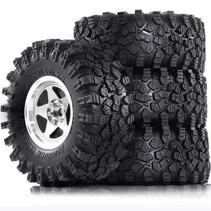 2.2 RC Crawler Tires & Metal Beadlock Wheels 4pcs for 1/10 1/8 SCX10 TRX4
