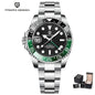 PAGAN DESIGN PD-1662 Luxury GMT Men Mechanical Wristwatch Sapphire Glass Stainless Steel 100M Waterproof Automatic Watches-EXPROTAS