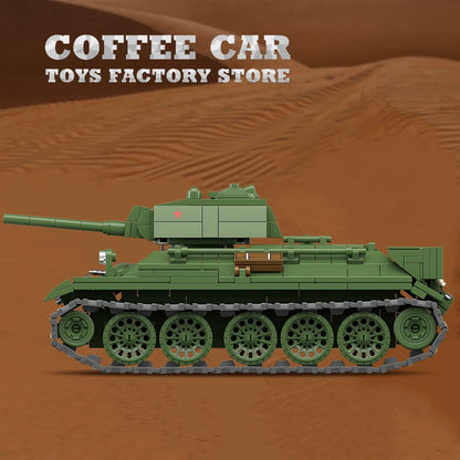 M4A3 Medium Tank Building Blocks T34/76 Armored Car WW2 Military Model Toy Gift