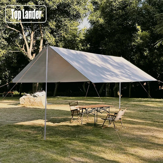 Waterproof Camping Tarp Shelter with Poles Rope Pegs 5x3m 4x3m