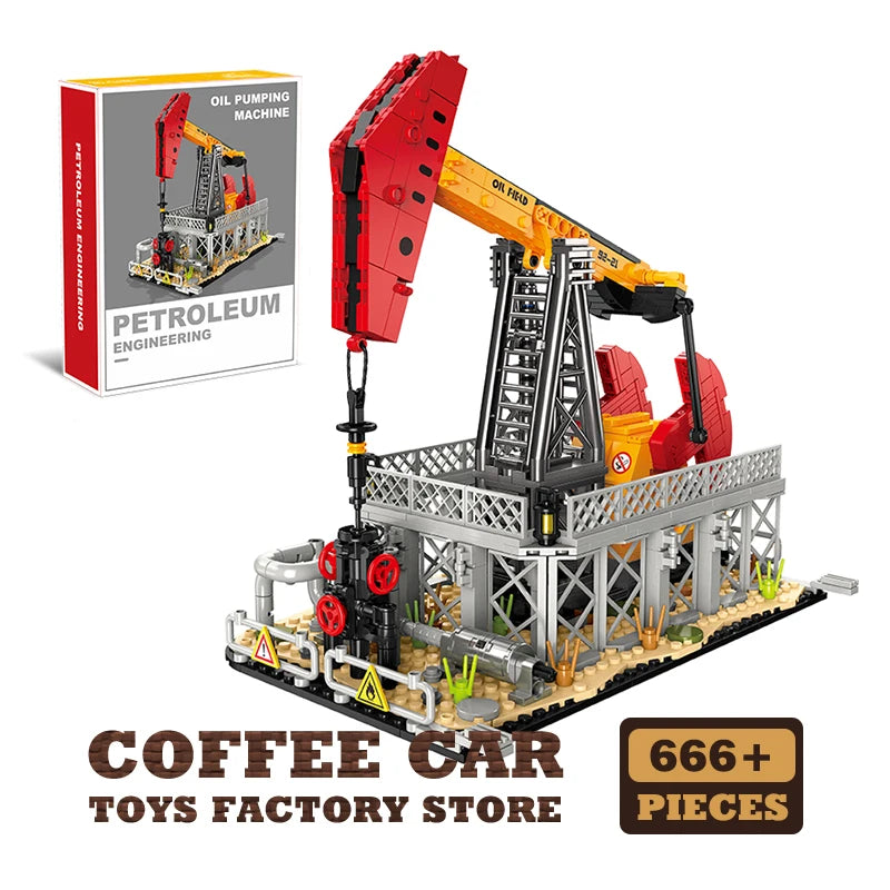 City Street View Industrial Factory Building Blocks Oil Pump MOC Plant Model Toy Gift