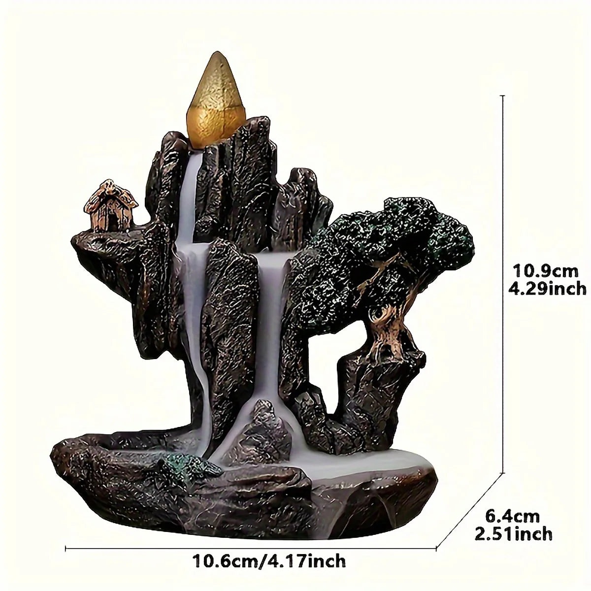 Backflow Incense Holder Waterfall Burner Ceramic Smoke Censer with 60 Cones