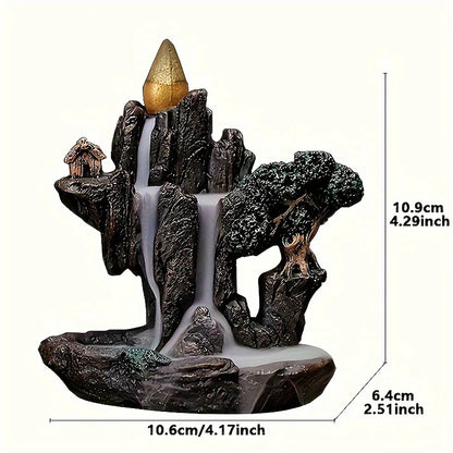 Backflow Incense Holder Waterfall Burner Ceramic Smoke Censer with 60 Cones