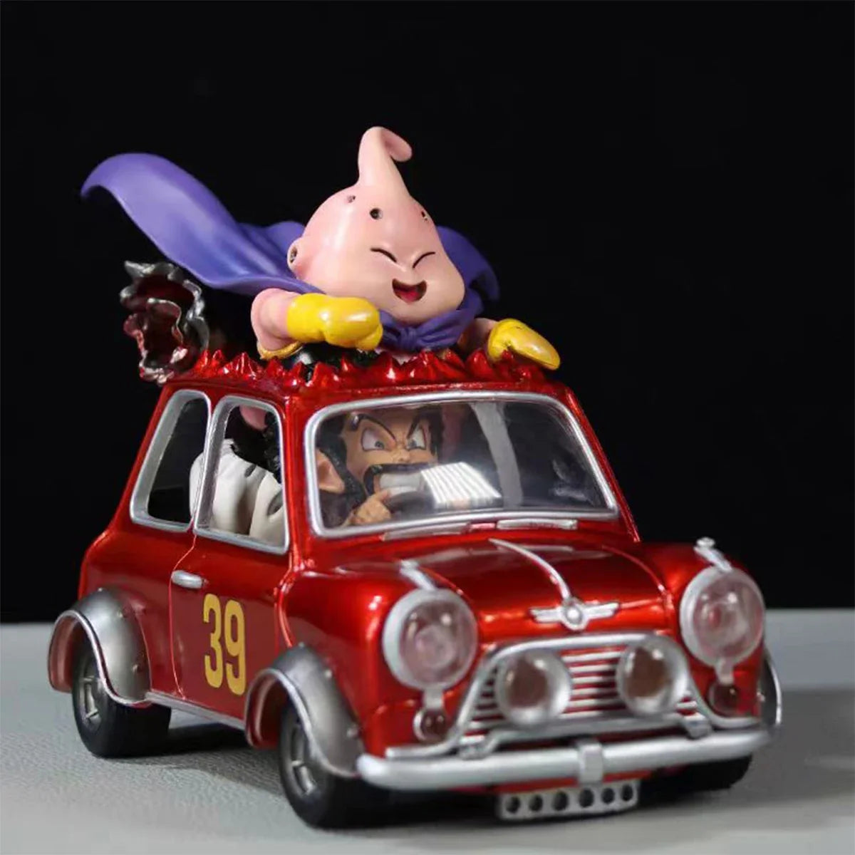 12cm Dragon Ball Z Majin Buu & Mr. Satan Car PVC Figure Collectible Model Toy