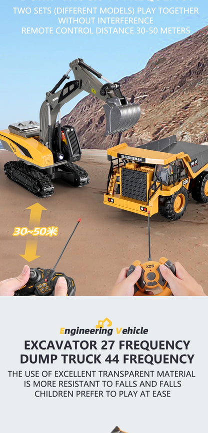 RC Excavator Dumper Car 2.4G Remote Control Engineering Vehicle Crawler Truck Bulldozer Toys for Boys Kids Christmas Gifts-EXPROTAS