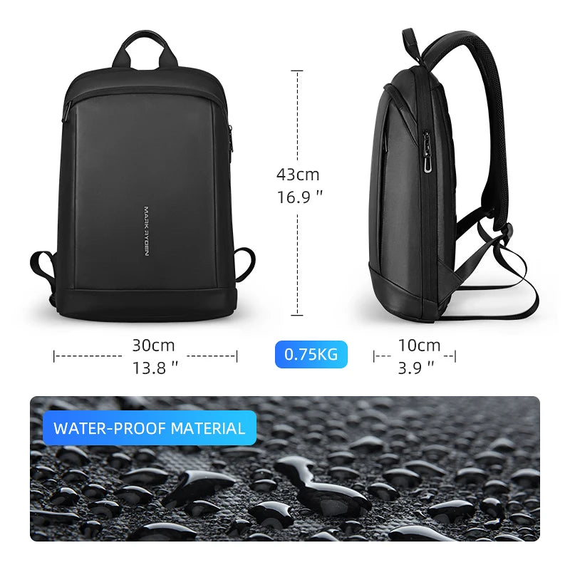 MARK RYDEN Thin Backpack For Laptop 15.6in Waterproof Minimalist Backpack Ykk Zipper-EXPROTAS