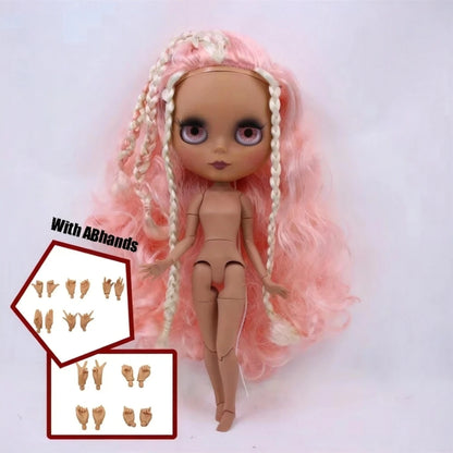 ICY DBS Blythe Doll Black Skin Joint Body Colourful Hair 1/6 BJD Dress Up