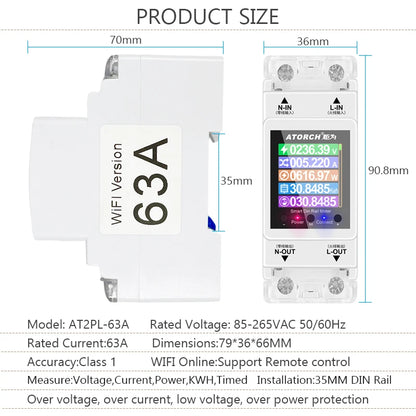 ATORCH 63A WiFi Smart Switch Circuit Breaker Timer Energy KWh Meter Tuya