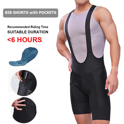 INBIKE Mens MTB Cycling Bib Shorts Padded Road Mountain Bike Riding Shorts