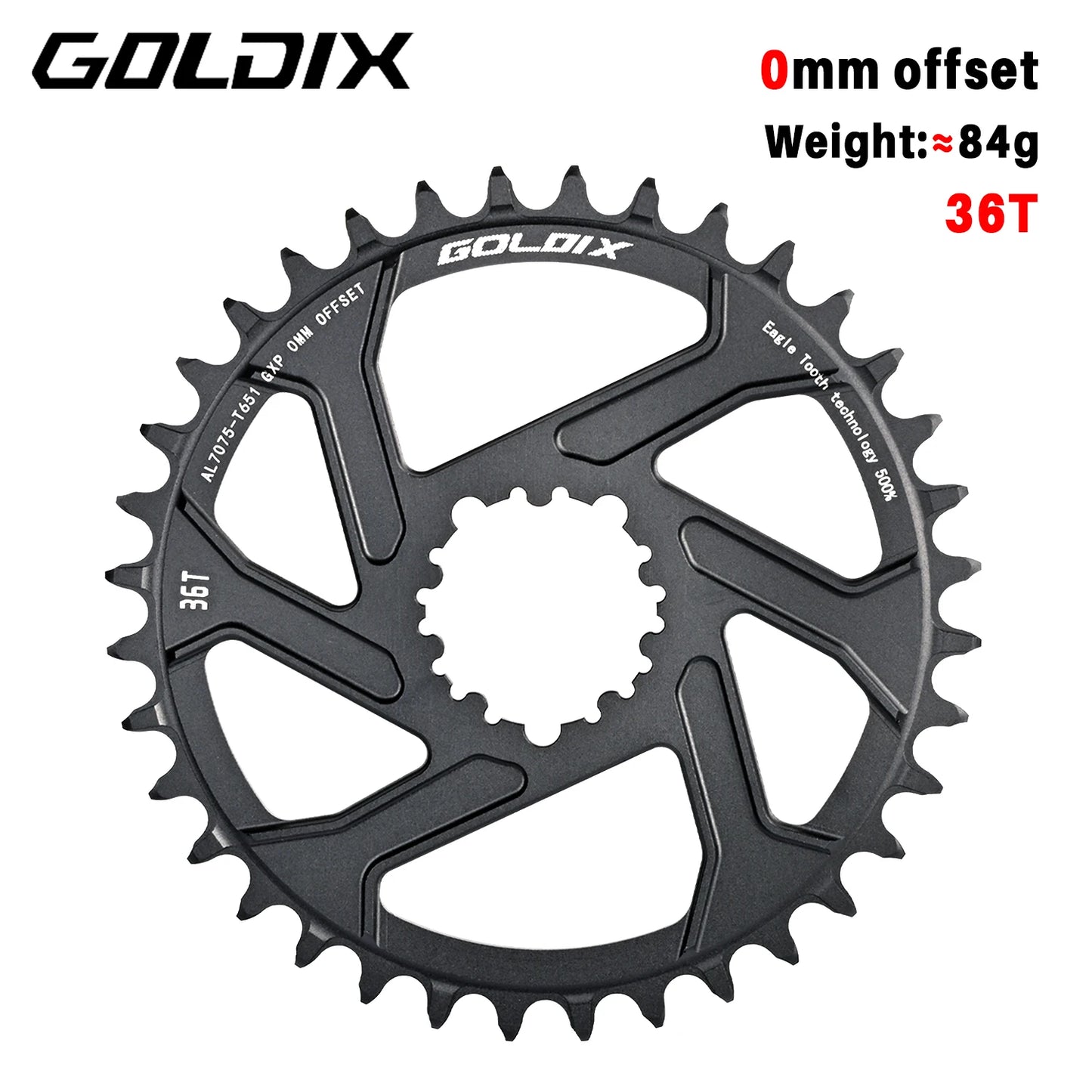 GOLDIX 3-Bolt Chainring 0/3/6mm Offset Narrow Wide 30T-38T for SRAM Crankset