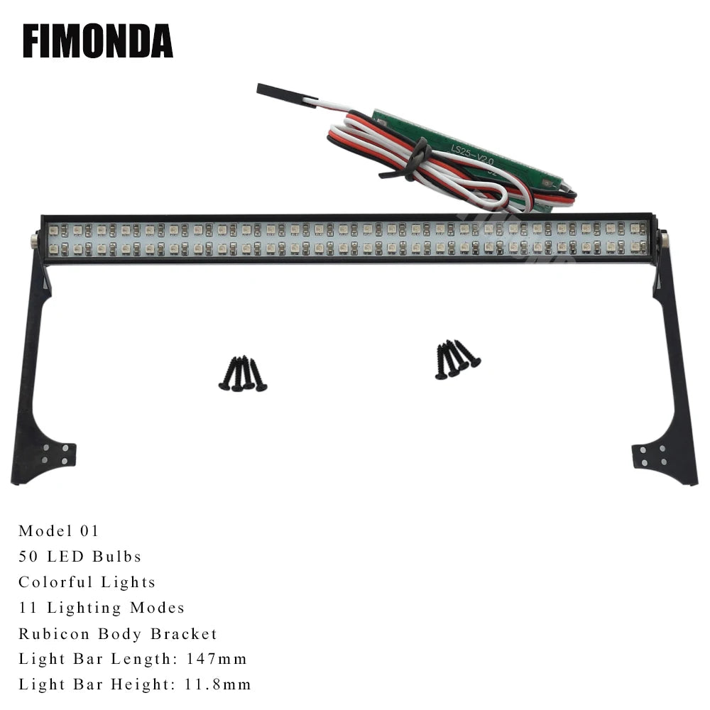 RC Crawler Roof LED Light Bar White Coloured Adjustable Modes 1/10 TRX4 SCX10