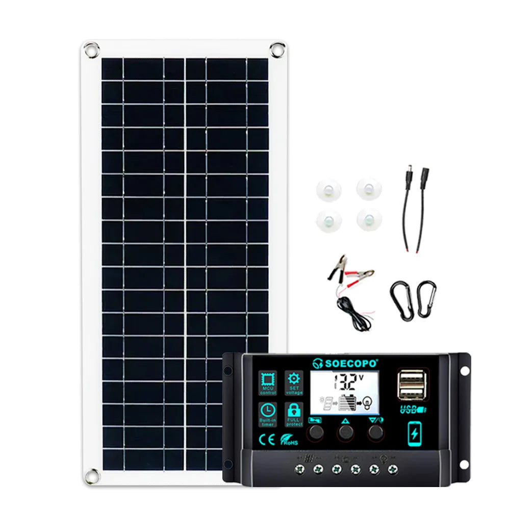 1000W 12V Solar Panel Kit with 10A-100A Controller for RV Caravan Battery