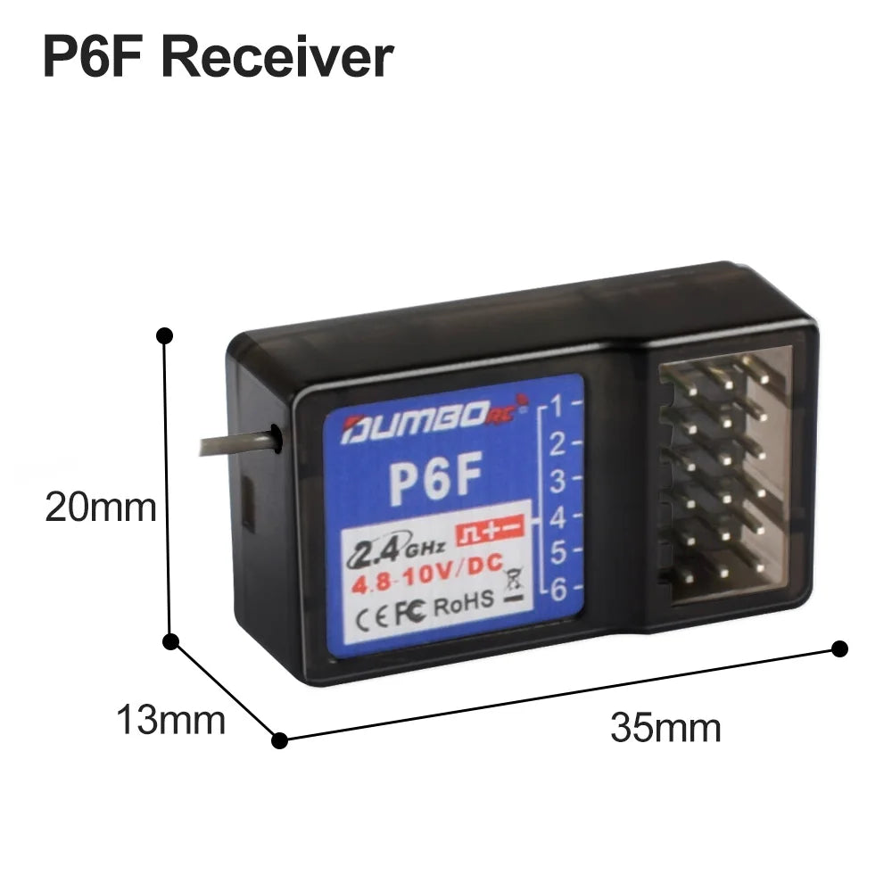 Dumborc 2.4GHz Receiver for RC Car Boat with Gyro P6DC P6F P4FM P10F