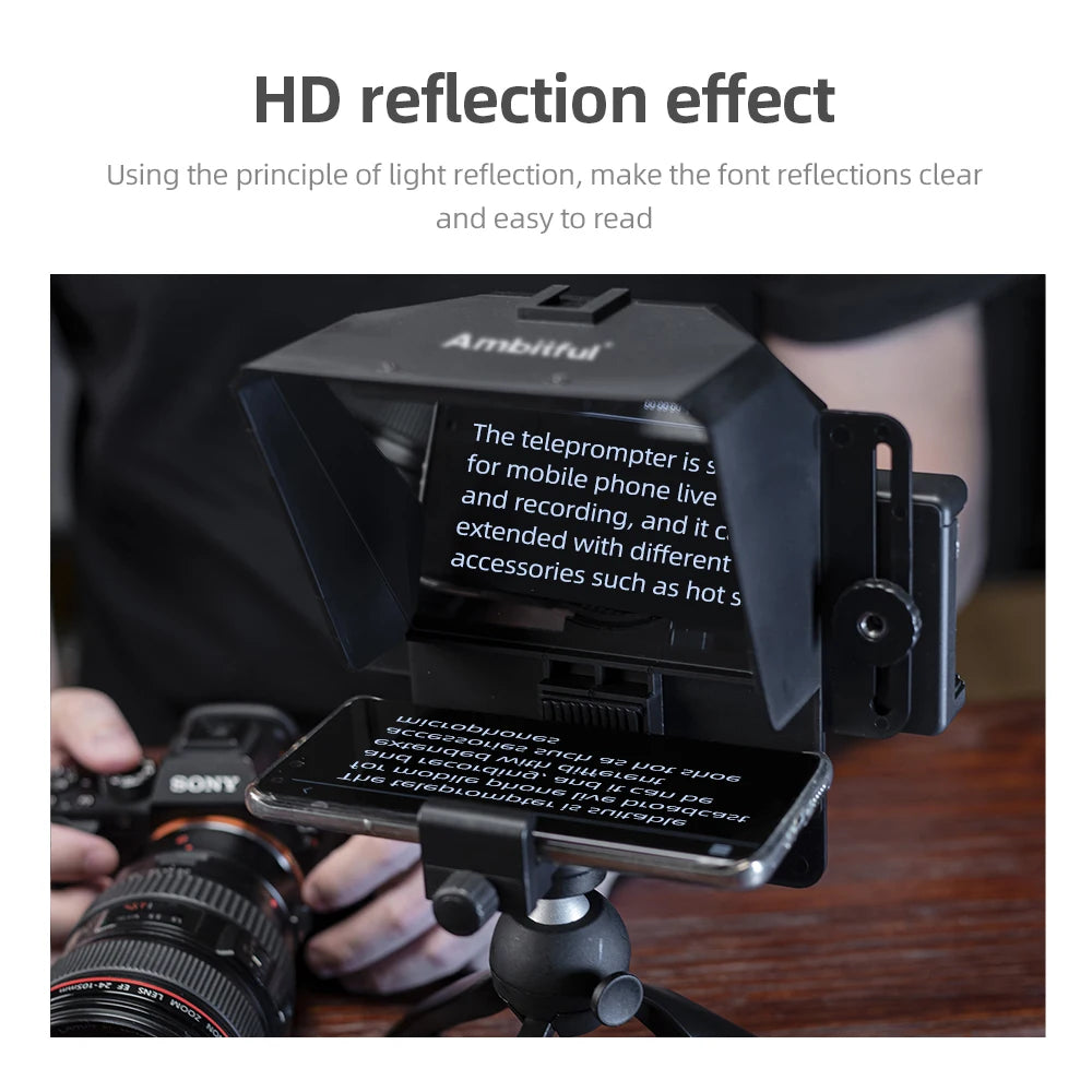 Ambitful Teleprompter Kit | DSLR Phone Script Prompter with Remote Control