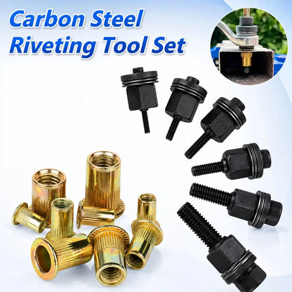 60PCS Carbon Steel Rivnut Manual Riveter Set for M3 M4 M5 M6 M8