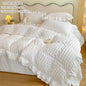 3pcs Duvet Cover Bedding Set Korean Lace Seersucker Pillowcase Without Core