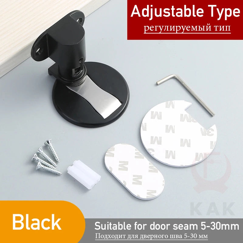 KAK Adjustable Magnetic Door Stop Punch-Free Zinc Alloy Holder Hidden Doorstop