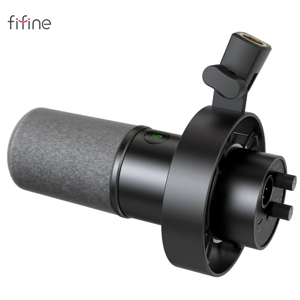 FIFINE USB/XLR Dynamic Microphone with Shock Mount,Touch-mute,Headphone Jack&Volume Control,for PC or Sound Card Recording -K688-EXPROTAS