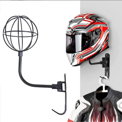 180° Rotating Wall Mounted Helmet Rack for Motorcycle Bicycle Gear Storage
