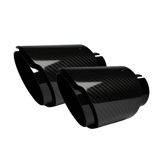 Carbon Throat Muffler Tip | Bright Black Twill Stainless Steel Exhaust Tip