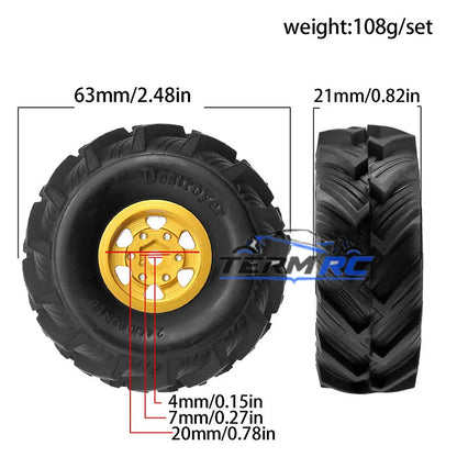4Pcs Beadlock Wheels 1.0" Rims Mud Tyres for RC Axial SCX24 TRX4M