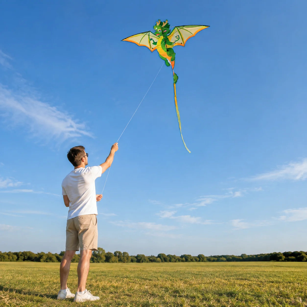 Yongjian Green Chinese Dragon Kite 50m Upgraded Cartoon Stunt Kite