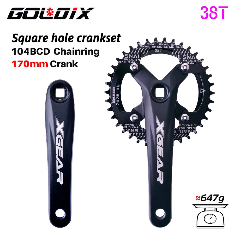 GOLDIX 104BCD Square Taper MTB Crankset Single Chainring 170mm Forged Alloy - EXPROTAS