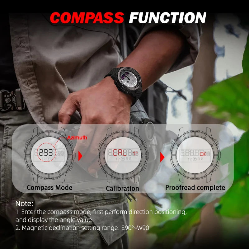 North Edge Digital Watch 50M Waterproof Altimeter Compass for Men