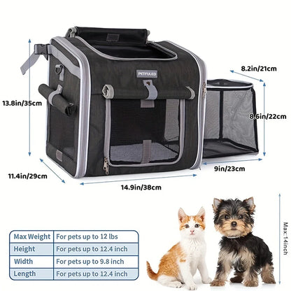Dog Cat Bike Basket Expandable Pet Carrier Backpack 4-Door Foldable Bike Carrier
